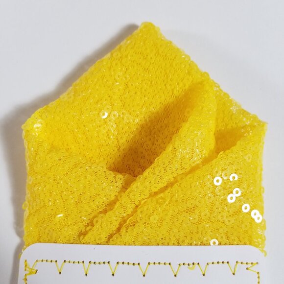 Men's Sequin Pre-Folded Pocket Square Insert - Bright Yellow - Picture 5 of 5